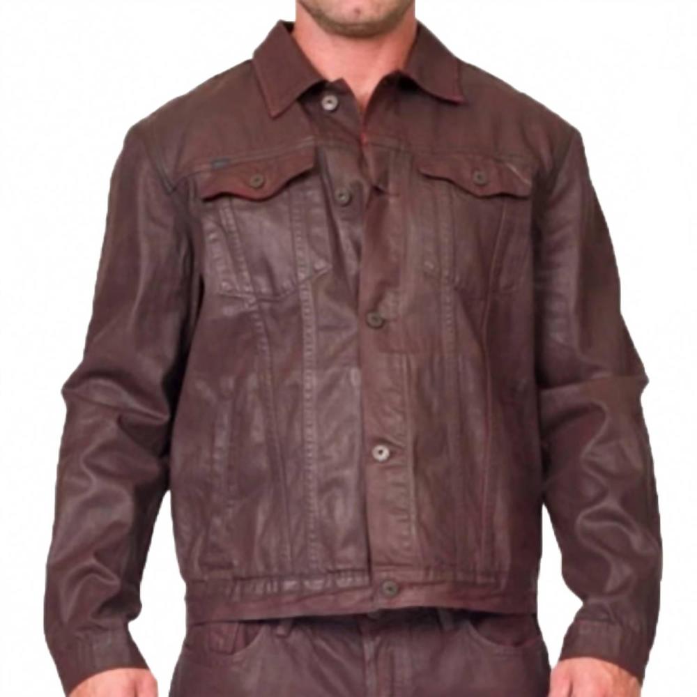 NEW CULT OF INDIVIDUALITY heritage button-front jacket in burgundy